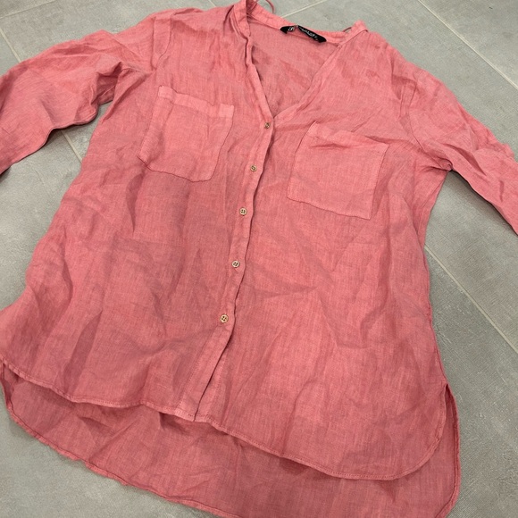 Zara Linen Long Sleeves Button Down Shirt - Picture 2 of 5